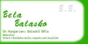bela balasko business card